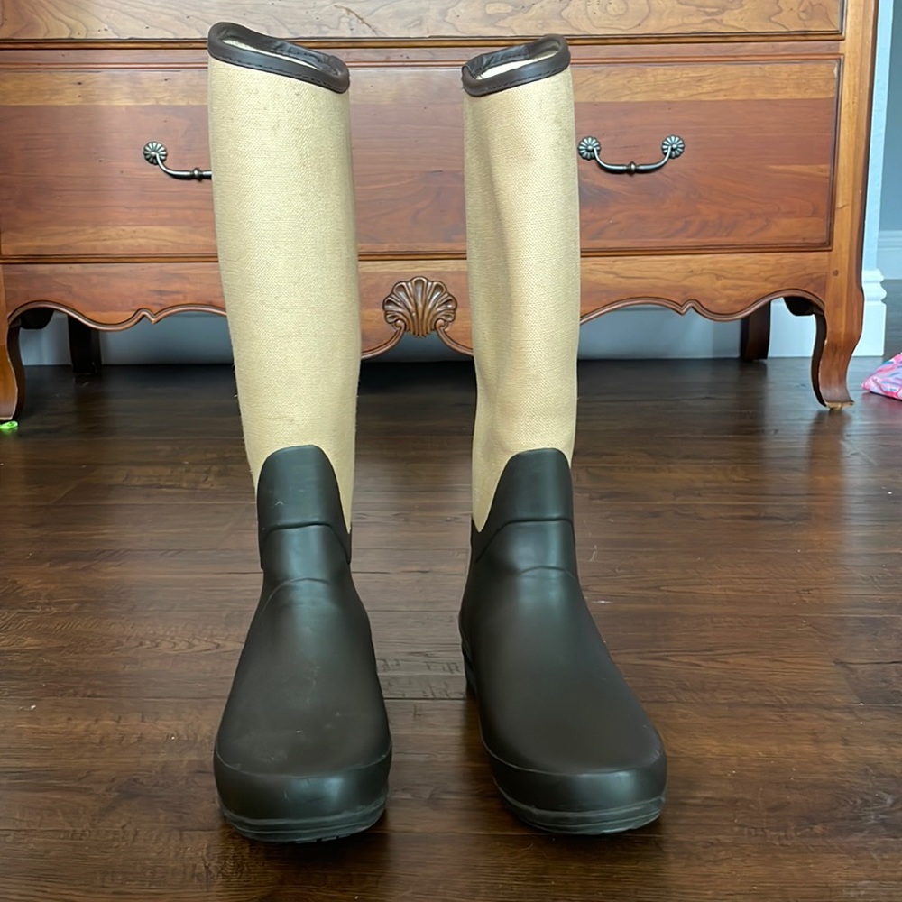 Hunter Tall Beige and Black Rain Boots